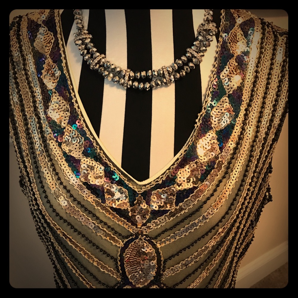 New 20s style flapper dress with sequin and fringe